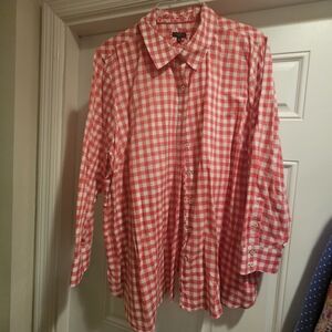 Talbot's Classic Red Checkered Ladies Button Down Shirt
